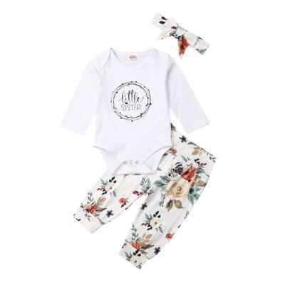 

Newborn Baby Girl Clothes Little Sister Romper Floral Leggings Pants Outfits