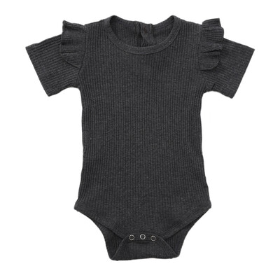 

Infant Baby Flare Sleeve Solid Print Bodysuit Kids Girls Boys Bodysuit Jumpsuit Newborn Clothes
