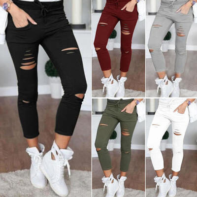 

Women Stretch Pencil Pants High Waist Skinny Jeggings Jeans Casual Slim Trousers