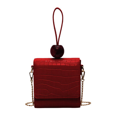 

Fashion Women Crocodile Skin Chain Bead Square Crossbody Shoulder Bag Handbag