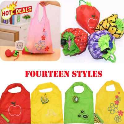Reusable Foldable Shopping Bag Eco Fruit Tote Handbag Fold Away Ladies Clip