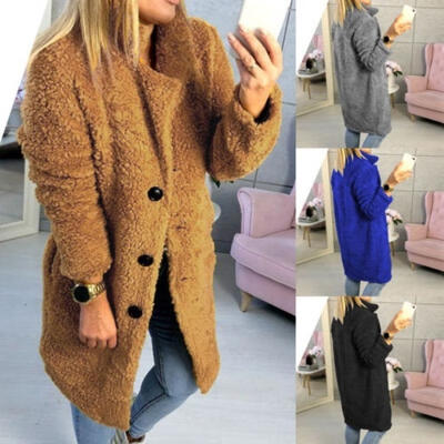 

Womens Winter Warm Fleece Fur Cardigan Jacket Fluffy Coat Sweater Outerwear