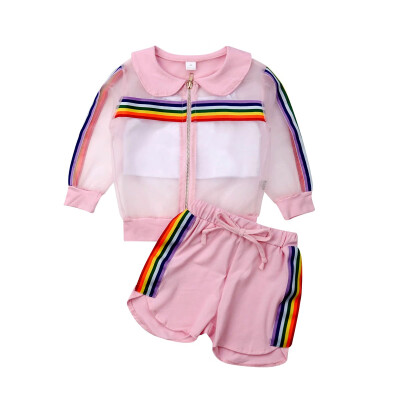 

Kids Baby Girl Long Sleeve CoatVestShort Pants Sunscreen Outfit Clothes Summer
