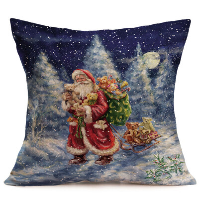 

Tailored Merry Christmas Linen Santa Pillow Cases Sofa Cushion Cover Home Decoration