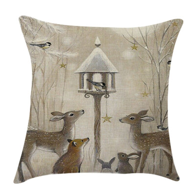 

Tailored Merry Christmas Linen Pillowcase Sofa Pad Set Home Decoration 18x18 Inch