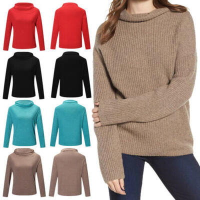 

Women Ladies Fashion Winter Solid Turtle Neck Long Sleeve Loose Sweater Pullover