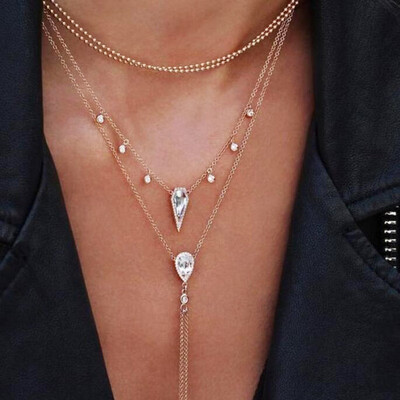 

Multi Layer Shell Pendant Necklace For Women Gold Chain Necklace Crystal Choker Necklaces Summer Bohemian Best Friend Jewelry