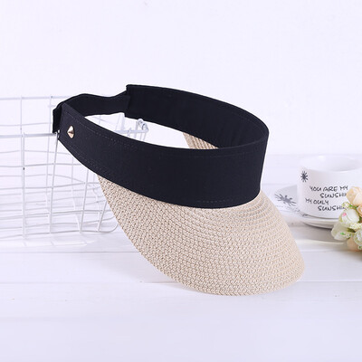 

Summer sunshade sunscreen foldable empty top duck tongue hat fashion out of rivet straw hat hoop wholesale