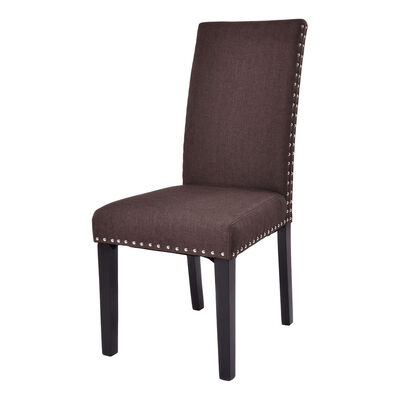 

Set of 2 Fabric Upholstered Armless Dining Chairs-Brown
