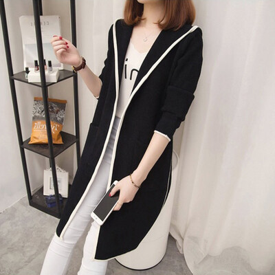 

Lady Autumn Casual Loose Long Sleeve Hooded Long Coat Cardigan Warm Thicken Soft