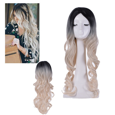 

Gobestart Natural Colors Gradient Wig Long Curly Hair Synthetic Wig Fashion Costume Wigs