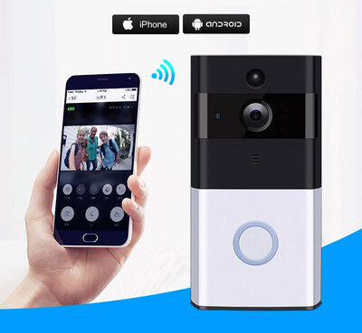 

Smart Video Wireless WiFi Door Bell IR Visual Camera Record Security System Remote Door Bell CCTV Chime Phone APP Black & Silver