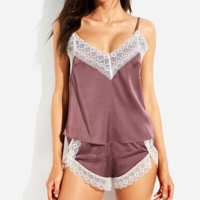 

New Women Sexy Lace Lingerie Sleepwear Satin Silk Babydoll Nightwear Pajamas Set