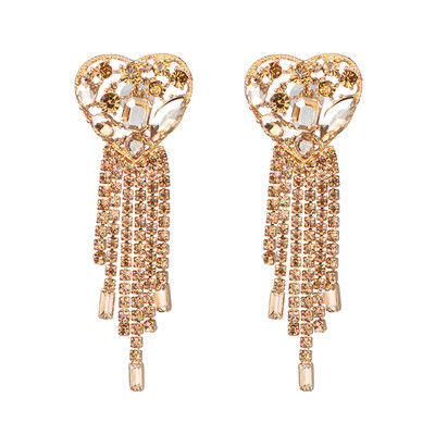 

JURAN Vintage Boho Statement Crystal Heart Drop Earrings Ethnic Antique Heart-shaped Jewelry Birdal Wedding Party Accessories
