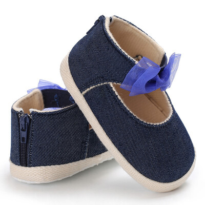 

Baby Girls Shoes Infant Toddler Newborn Princess First Walkers Lovely Fashion Bow Mary Jane Canvas Soft Soled Anti-Slip Shoe