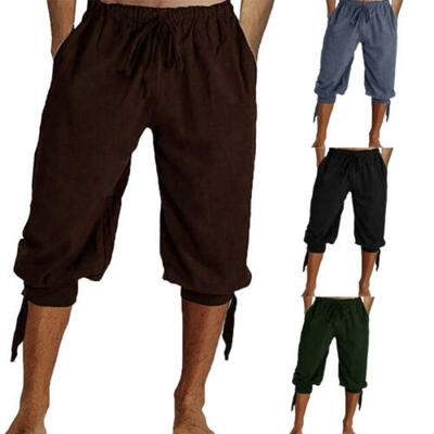 

Mens Casual Baggy Harem Yoga Pants Cotton Linen Wide Leg Loose Cropped Trousers