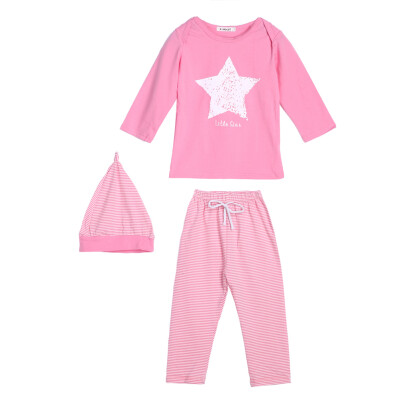 

3pcs Kids Baby Boys Girl Long Sleeve Star T-shirt Tops Pants Hat Outfit Set