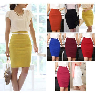 

Womens Fitted Business Knee Long Slimming High Waist Office Pencil Skirt
