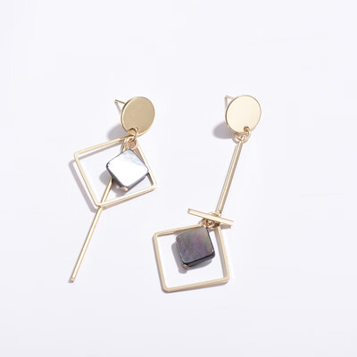

Korean Style Asymmetrical Earrings Geometric Drop Earrings Rhinestone Circle Acrylic Shell Earrings Temperament Earring jewelry