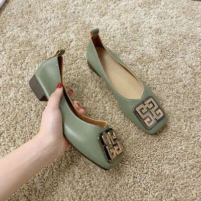 

Bean Bean Shoes Womens Summer Metal Button Soft Bottom Evening Shoes