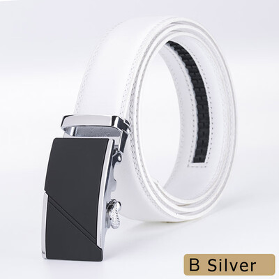 

new alloy automatic buckle belts for men white male real genuine leather belt for business cinturones para hombre cuero 2019