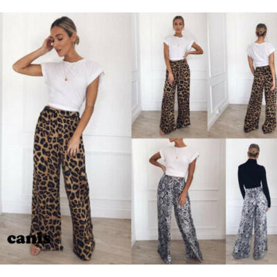

USA Womens High Waist Plain Palazzo Wide Leg Flared Ladies Plain Trousers Pants