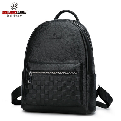

Leather backpack mens casual business backpack first layer leather mens travel computer tide student bag large capacity