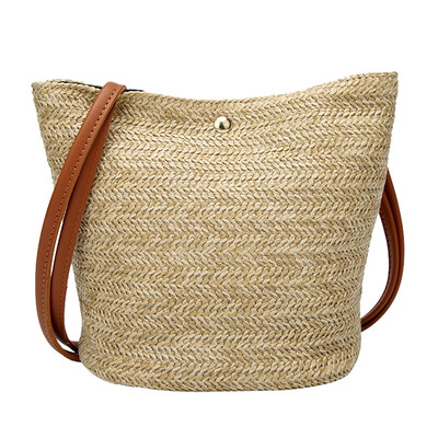 

Tailored Fashion Women Casual Shoulder Bag Straw Bags Woven Bucket Bag Handbag
