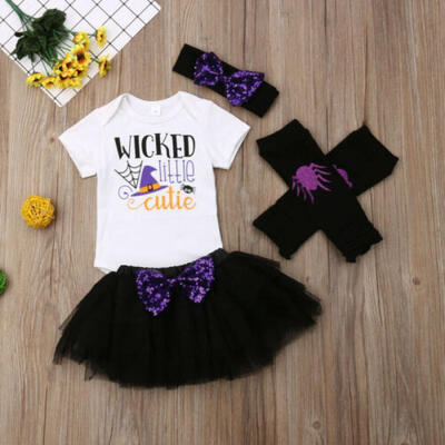 

US Toddler Baby Girls Kids Halloween Tutu Skirt Dress Leg Warmer Clothes 1Yeaes