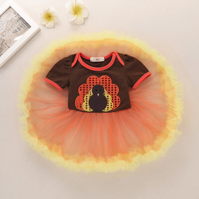 

Infant Toddler Baby Girls Turkey Thanksgiving Day Gauze Tutu Dress Outfits Cloth