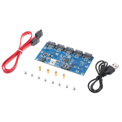 

SATA Hard Disk Adapter Card 1 to 5 SATA Multiplier Riser Card Splitter JMB321 Chip