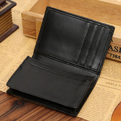 

2018 New Style Fashion Mens PU Leather Solid Wallet Purse Business Money Card Holder Black Short Mini Wallets