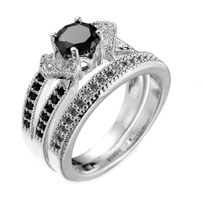 

New Fashion Charm Jewelry Zircon Double Ring Wedding Rings for Women Men New Style