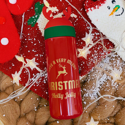 

Gobestart Christmas Stainless Steel Vacuum Flask Water Bottle Coffee Travel Mug Cup 330ML
