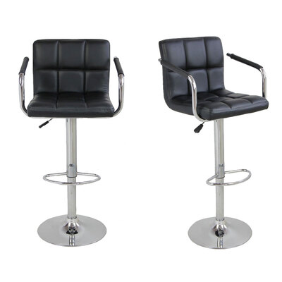 

2SET Counter Height PU Leather Bar Stools Adjustable Swivel Dinning Chairs Black
