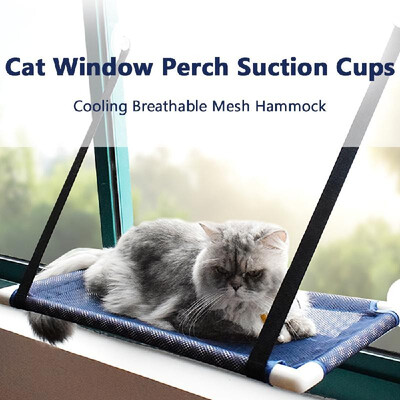 

Cat Window Perch Hammock Bed Cooling Breathable Mesh Deck Window Suction Cups Seat Summer Hammock for Cats Kittens
