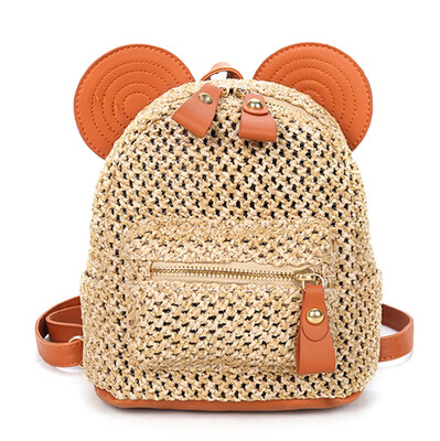 

Tailored Women Ladies Fashion Patchwork Straw Shoulder Handbag Backpack Casual Bags
