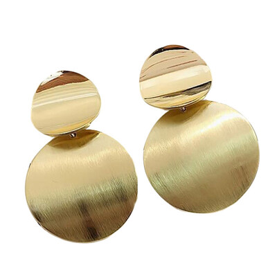 

Simple Dual Round Disc Charm Stud Earrings Fashion Women Party Jewelry Gift