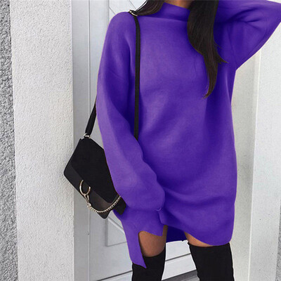 

Women Loose Tee Shirt Blouse Mini Dress Ladies Oversized Long Sleeve Top Sweater