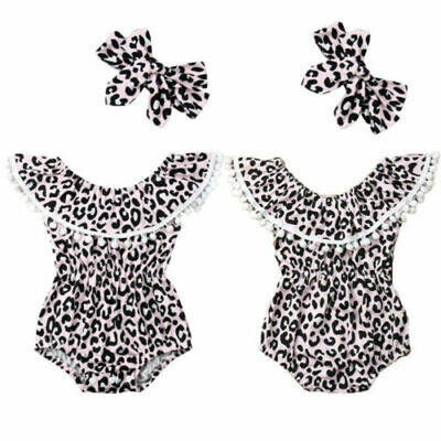 

NEW Summer Infant Baby Boy Girls Cotton Leopard Romper Jumpsuit Clothes Outfits