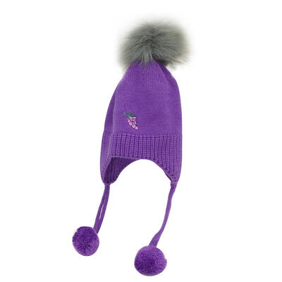 

Cute Kids Girls Fruit Print Winter Warm Hat Pompom Beanies Cap Knitted Hats