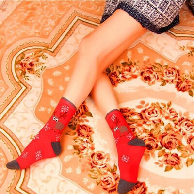 

Winter Women Christmas Socks Santa Claus Snowman Deer Print Gift Festive Cotton Socks Hosiery