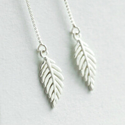 

2019 New Leaf Fringe Silver Earrings Long Wide Ear Tie Pendant Mothers Day Thanksgiving Day Teachers Day Gift2 Pairs