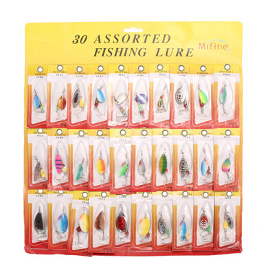 

30pcs Metal Fishing Lures Spinner Baits Assorted Fish Hooks Tackle