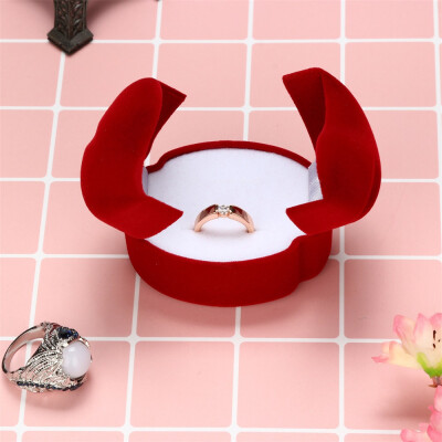 

〖Follure〗Romantic Double Ring Velvet Jewelry Storage Case Pattern Rose Red Flower Love