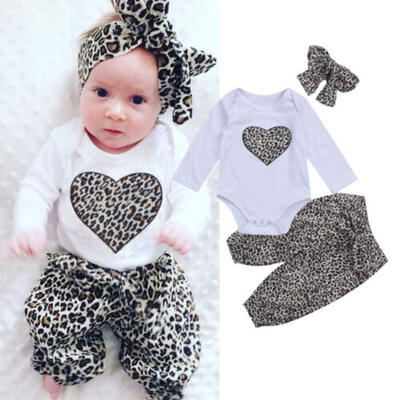 

Newborn Kid Baby Girl Leopard Clothes Jumpsuit Romper Bodysuit Pants Outfit Set