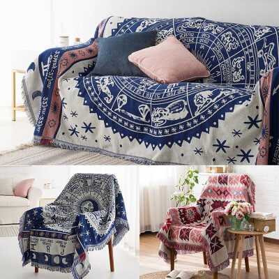 

Cotton Sofa Couch Chair Bed Blanket Throws Tassel Small Large Woven Slip Cover