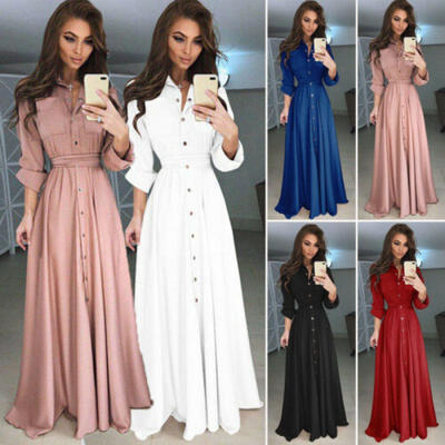 

Hot Women Casual Short Sleeve Solid Vintage Swing High-Waist Pleated Party Dress
