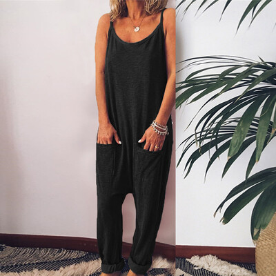 

Starmoon Women Summer Pockets O Neck Sleeveless Rompers Jumpsuit Playsuit