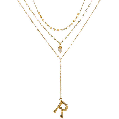 

Gold Color Initial natural freshwater pearl Necklace Personalized Letter Necklace Jewelry For Women Accessories Girlfriend Gift
